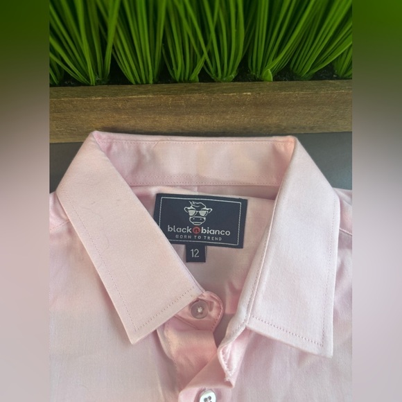Black N Bianco Signature Boys' Button Down Dress Shirt In Light Pink Size 12 NWT - Picture 7 of 11